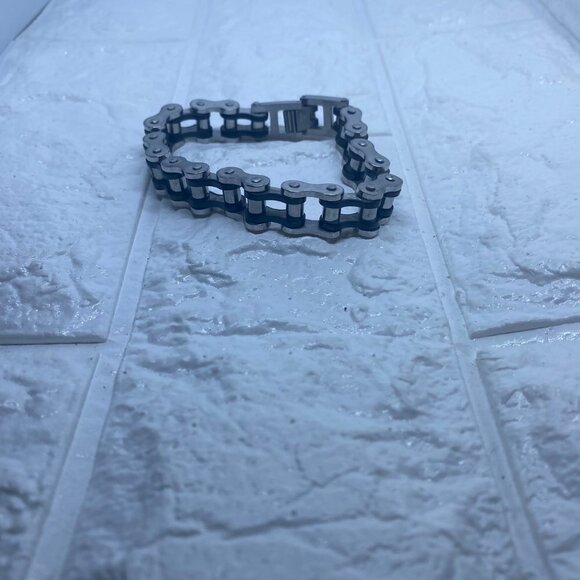 13MM Stainless Steel Silver & Black Motorcycle Biker Chain Link Bracelet For Men - Picture 3 of 9